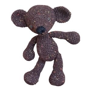 Handmade Crocheted Mouse Stuffed Doll Amigurumi Dark Brown Toy Crochet Animal
